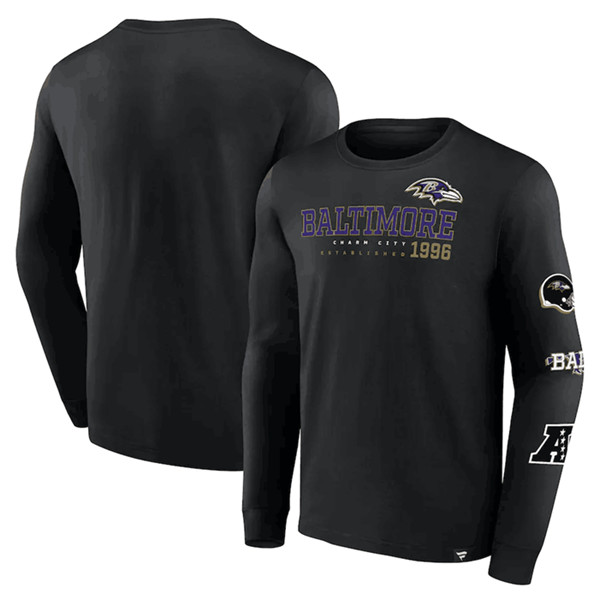 Baltimore Ravens Black High Whip Pitcher Long Sleeve T-Shirt